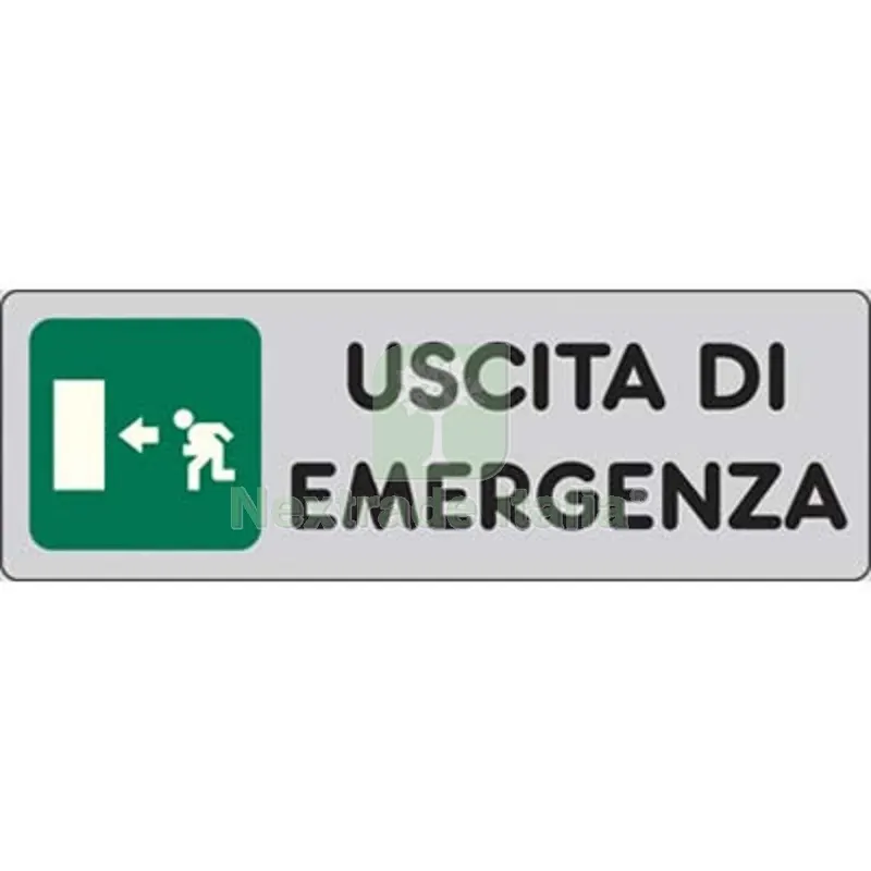 10PZ Targa Segnaletica Adesiva Uscita Emergenza SX Vinile CM 15X5 — Segnaletica e cartelli cantiere — rif. FERX.VIR1860901