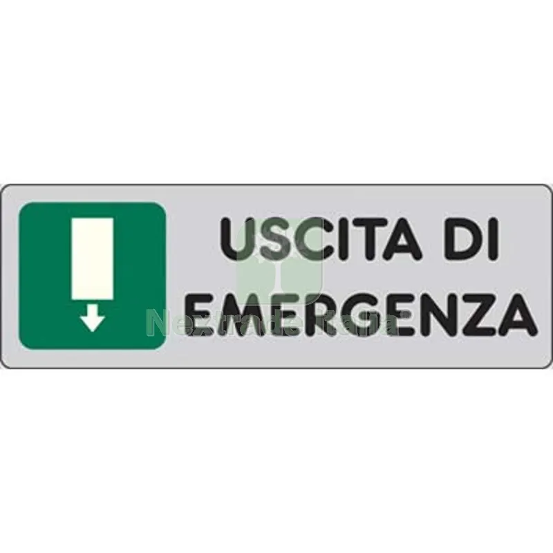 10PZ Targa Segnaletica Adesiva Uscita Emergenza Vinile CM 15X5 — Segnaletica e cartelli cantiere — rif. FERX.VIR1860905