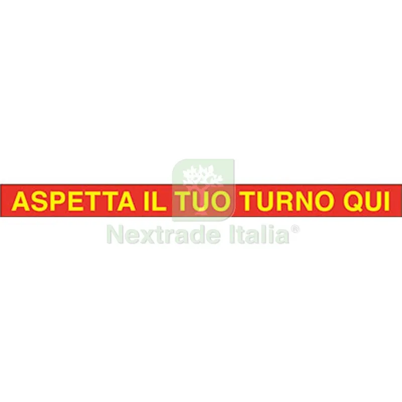 Targa Segnaletica Covid Adesiva Aspetta Turno QUI Vinile CM 100X7 — Utensili e segnaletica — rif. FERX.VIR1860941 Targa Segnaletica Covid Adesiva Aspetta Turno QUI Vinile CM 100X7 — Utensili e segnaletica — rif. FERX.VIR1860941