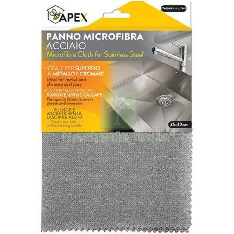 12PZ PANNO MICROFIBRA ACCIAIO APEX CM 35X30 — Guanti da lavoro — rif. FERX.VIR2109309