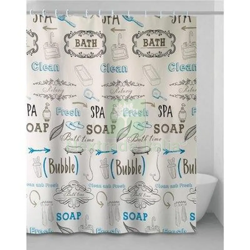 Tenda Doccia Letters in Vinile + Anelli CM 240X200 — Arredo — rif. FERX.VIR2151088 Tenda Doccia Letters in Vinile + Anelli CM 240X200 — Arredo — rif. FERX.VIR2151088