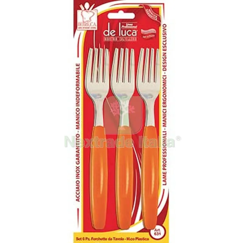 5CF FORCHETTA TAVOLA SUPER DE LUCA MANICO PLT/INOX CF=PZ 6 COLORI ASSORTITI — Tubi e raccordi — rif. FERX.VIR2250101