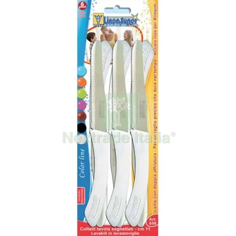 5CF Coltello Tavola Super DE Luca Manico PLT/Inox CM 11 CF=PZ 6 Colori Assortiti — Cucina e coltelleria — rif. FERX.VIR2250102