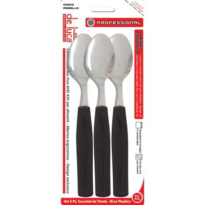2CF Cucchiaio Tavola Super DE Luca Manico PLT Nero/Inox CF=PZ 6 — Casalinghi e organizzazione — rif. FERX.VIR2250137 2CF Cucchiaio Tavola Super DE Luca Manico PLT Nero/Inox CF=PZ 6 — Casalinghi e organizzazione — rif. FERX.VIR2250137