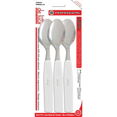 2CF Cucchiaio Tavola Super DE Luca Manico PLT Bianco/Inox CF=PZ 6 — Casalinghi e organizzazione — rif. FERX.VIR2250138
