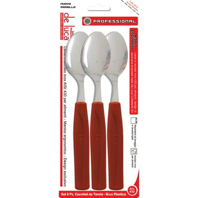 2CF Cucchiaio Tavola Super DE Luca Manico PLT Marrone/Inox CF=PZ 6 — Casalinghi e organizzazione — rif. FERX.VIR2250139 2CF Cucchiaio Tavola Super DE Luca Manico PLT Marrone/Inox CF=PZ 6 — Casalinghi e organizzazione — rif. FERX.VIR2250139