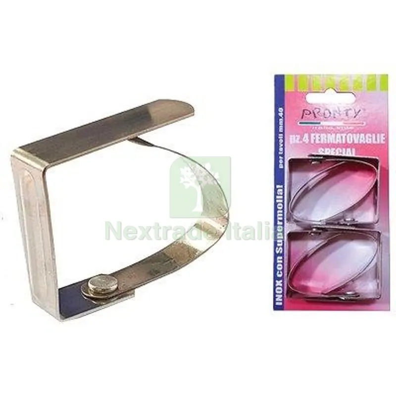 12CF Fermatovaglie a Molla Pronty Inox CF=PZ 4 Fin Cromata MM 40x55 — Tessili e biancheria casa — rif. FERX.VIR2335001 12CF Fermatovaglie a Molla Pronty Inox CF=PZ 4 Fin Cromata MM 40x55 — Tessili e biancheria casa — rif. FERX.VIR2335001