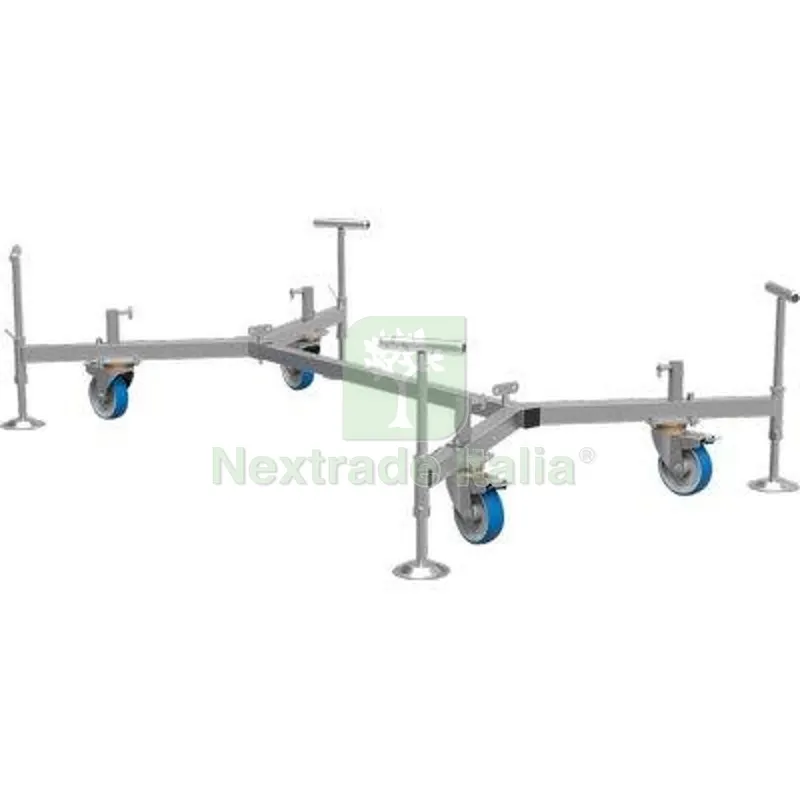 BASE TRABATTELLO GRIM EU 75 50047 MARCHETTI ACCIAIO ZINC CM 165X75 + 4 RUOTE +4 STABILIZZATORI — Scale e ponteggi — rif. FERX.VIR2362203