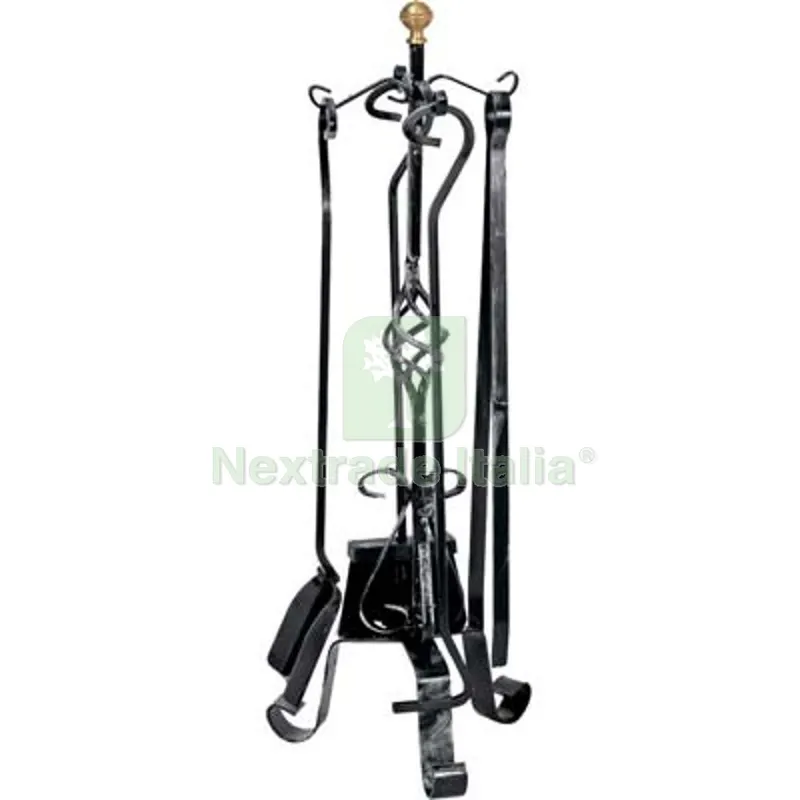 Piantana Camino Kit Pigna Ferro Battuto + Pomi Ottone H.CM 70 CF=PZ 5 — Stufe e camini — rif. FERX.VIR2430801