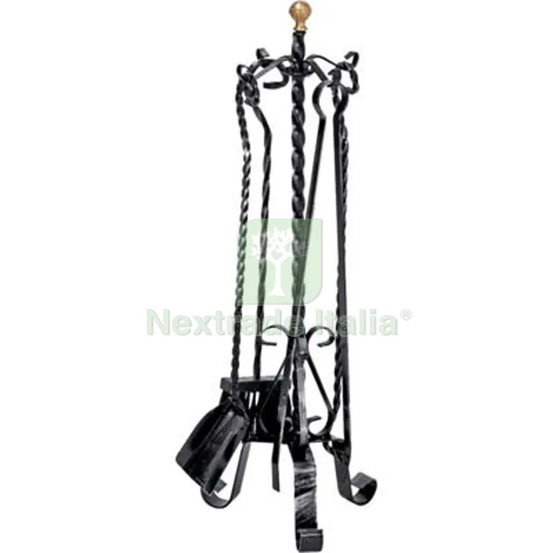 Piantana Camino Kit Tortiglione Ferro Battuto + Pomi Ottone H.CM 70 CF=PZ 5 — Stufe e camini — rif. FERX.VIR2430870