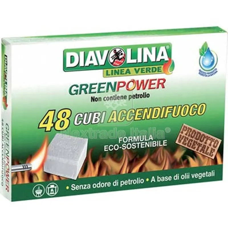 24PZ Accendifuoco Greenpower Diavolina Linea Verde Cubetti 48 — Tempo libero outdoor — rif. FERX.VIR2440139