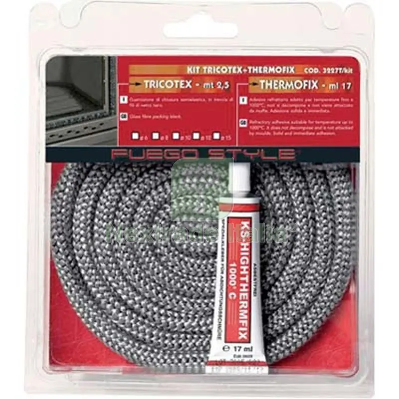 Guarnizione Treccia + Adesivo x Stufa Fuego MM 12 MT 2,5 — Guarnizioni e tenute — rif. FERX.VIR2440203 Guarnizione Treccia + Adesivo x Stufa Fuego MM 12 MT 2,5 — Guarnizioni e tenute — rif. FERX.VIR2440203