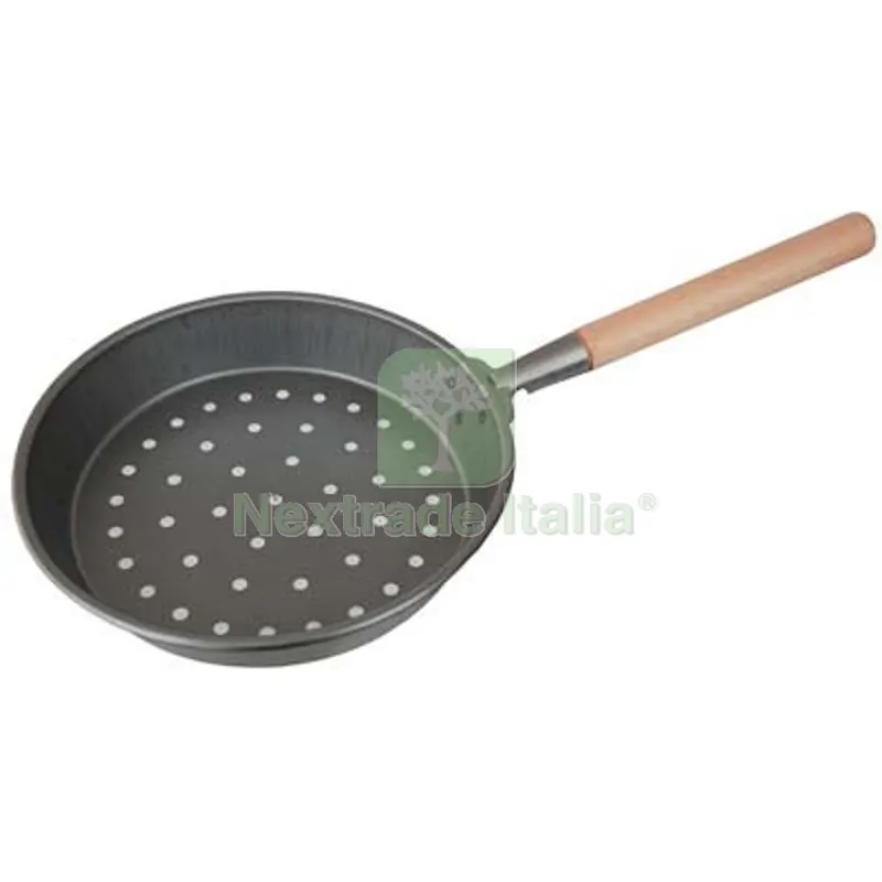 6PZ PADELLA X CALDARROSTE LUXURY MANICATA FERRO/LEGNO CM 26 — Cucina e coltelleria — rif. FERX.VIR2445228