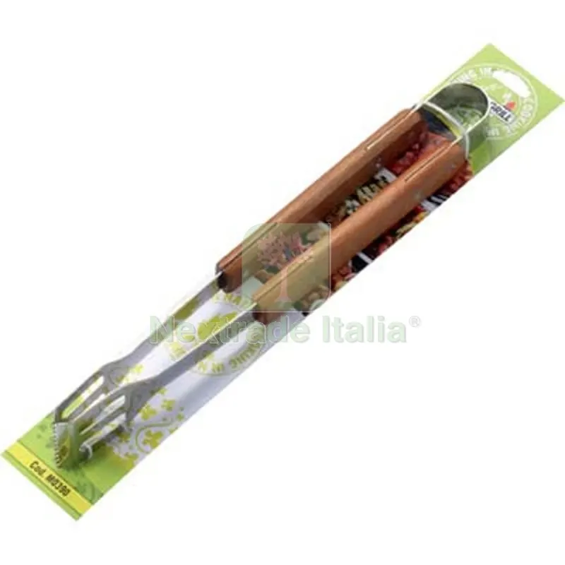3PZ PINZA BARBECUE M0390 OMPAGRILL INOX/LEGNO CM 39 — Tempo libero outdoor — rif. FERX.VIR2446121