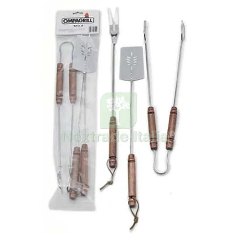 Posate Barbecue Set 03550 Ompagrill Inox/Legno CF=PZ 3 CM 55 — Tempo libero outdoor — rif. FERX.VIR2446183