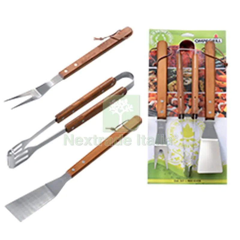 Posate Barbecue Set 03430 Ompagrill Inox/Legno CF=PZ 3 CM 40 — Tempo libero outdoor — rif. FERX.VIR2446184 Posate Barbecue Set 03430 Ompagrill Inox/Legno CF=PZ 3 CM 40 — Tempo libero outdoor — rif. FERX.VIR2446184