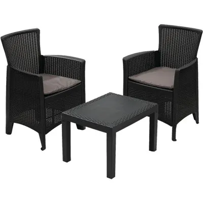 Set Rattan Balcony Forest Progarden PP Antracite CF= PZ 3 + Cuscini — Tempo libero outdoor — rif. FERX.VIR2600273