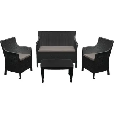 Set Rattan Olivo Progarden PP Antracite CF= PZ 4 + Cuscini — Tempo libero outdoor — rif. FERX.VIR2600274