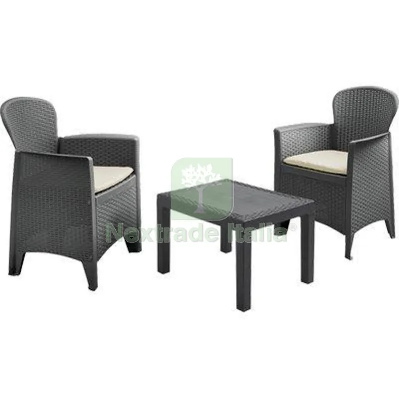 Set Rattan Balcony Akita Progarden PP Antracite CF=PZ 3 + Cuscini Colore Antracite — Tempo libero outdoor — rif. FERX.VIR2600277 Set Rattan Balcony Akita Progarden PP Antracite CF=PZ 3 + Cuscini Colore Antracite — Tempo libero outdoor — rif. FERX.VIR2600277