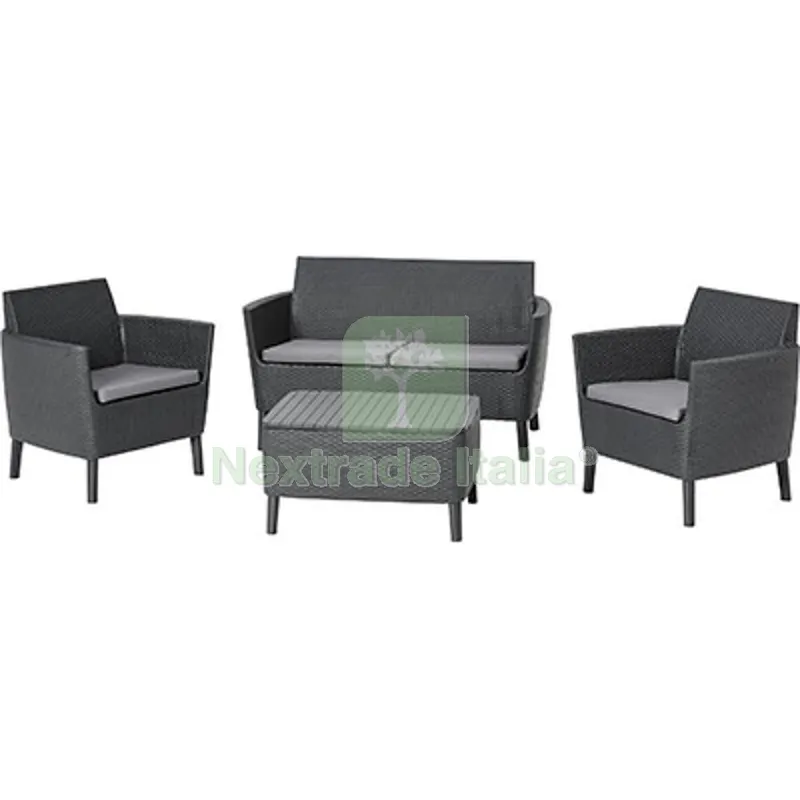 Set Rattan Salemo Lounge Keter PP Graphite CF=PZ 4 + Cuscini Colore Graphite — Tempo libero outdoor — rif. FERX.VIR2600310 Set Rattan Salemo Lounge Keter PP Graphite CF=PZ 4 + Cuscini Colore Graphite — Tempo libero outdoor — rif. FERX.VIR2600310