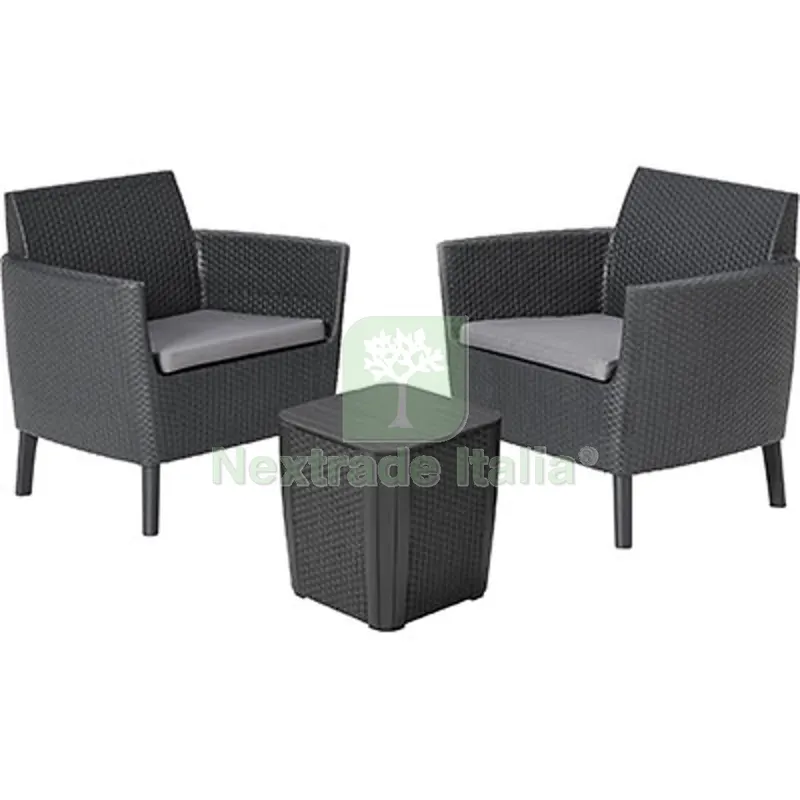Set Rattan Salemo Balcony Keter PP Graphite CF=PZ 3 + Cuscini Colore Grafhite — Tempo libero outdoor — rif. FERX.VIR2600313 Set Rattan Salemo Balcony Keter PP Graphite CF=PZ 3 + Cuscini Colore Grafhite — Tempo libero outdoor — rif. FERX.VIR2600313