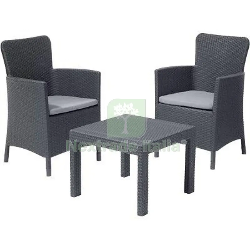 Set Rattan Salvador Balcony Keter PP Graphite CF=PZ 3 + Cuscini Colore Graphite — Tempo libero outdoor — rif. FERX.VIR2600318 Set Rattan Salvador Balcony Keter PP Graphite CF=PZ 3 + Cuscini Colore Graphite — Tempo libero outdoor — rif. FERX.VIR2600318