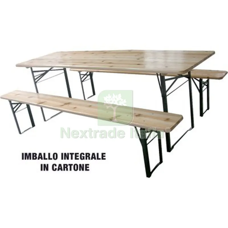 Set Tavolo + Panche Birreria 2 Gambe Domus Legno/Acciaio CM 200X60 H.CM 76 CF=PZ 3 Panca CM 200x25x46 Tavolo CM 200x60x76 — Tempo libero outdoor — rif. FERX.VIR2613096 Set Tavolo + Panche Birreria 2 Gambe Domus Legno/Acciaio CM 200X60 H.CM 76 CF=PZ 3 Panca CM 200x25x46 Tavolo CM 200x60x76 — Tempo libero outdoor — rif. FERX.VIR2613096