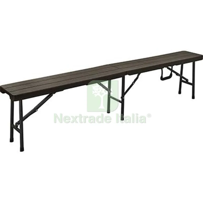 Panca Wood Domus Hdpe Marrone/Acciaio CM 180X25 H.CM 43 CM 180x25x43 — Tempo libero outdoor — rif. FERX.VIR2613104 Panca Wood Domus Hdpe Marrone/Acciaio CM 180X25 H.CM 43 CM 180x25x43 — Tempo libero outdoor — rif. FERX.VIR2613104
