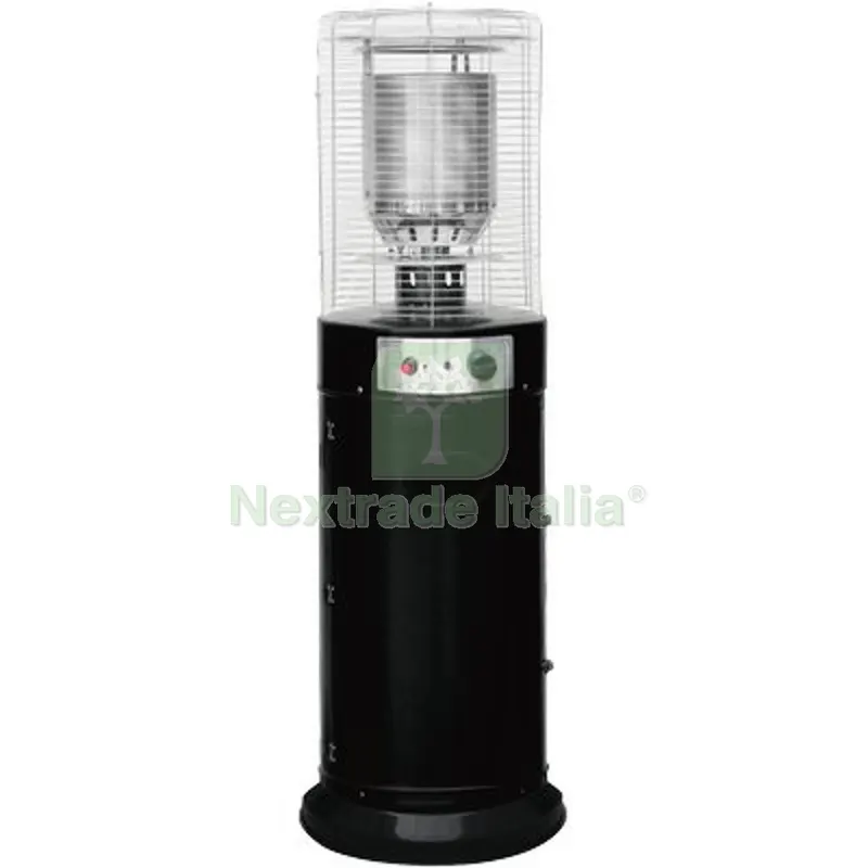 Stufa GAS GPL Short Round Patio + Ruote Domus Nero KW 11 H.CM 135 — Flessibili e allacci — rif. FERX.VIR2636885