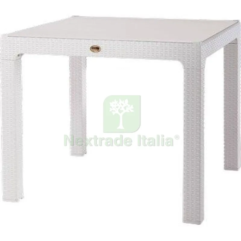 Tavolo Rattan Kreta Domus PP Bianco CM 90X90 H.CM 78 — Tempo libero outdoor — rif. FERX.VIR2639102 Tavolo Rattan Kreta Domus PP Bianco CM 90X90 H.CM 78 — Tempo libero outdoor — rif. FERX.VIR2639102