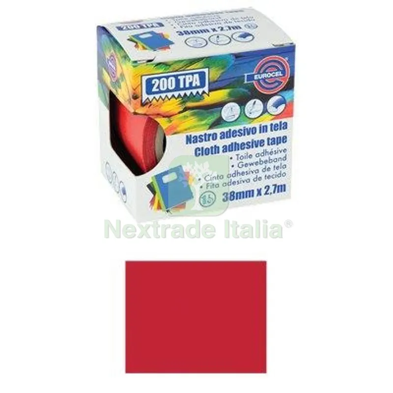 4PZ Nastro Adesivo Telato 200 TPA Eurocel Rosso MM 38 ML 2,7 Colore Rosso L CM 270 — Adesivi e sigillanti — rif. FERX.VIR2657824 4PZ Nastro Adesivo Telato 200 TPA Eurocel Rosso MM 38 ML 2,7 Colore Rosso L CM 270 — Adesivi e sigillanti — rif. FERX.VIR2657824