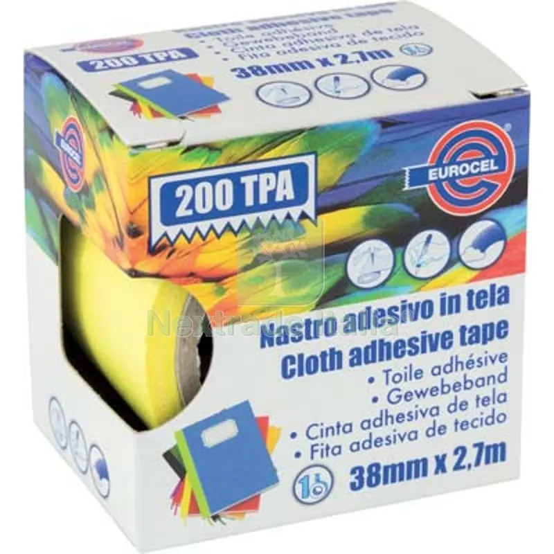 4PZ Nastro Adesivo Telato 200 TPA Eurocel Giallo MM 38 ML 2,7 Colore Giallo L CM 270 — Adesivi e sigillanti — rif. FERX.VIR2657896