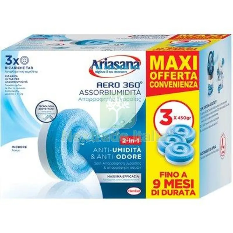 2PZ Ariasana TAB Ricarica Aero 360 Inodore 3XGR 450 Fragr Inodore — Flessibili e allacci — rif. FERX.VIR2670116 2PZ Ariasana TAB Ricarica Aero 360 Inodore 3XGR 450 Fragr Inodore — Flessibili e allacci — rif. FERX.VIR2670116