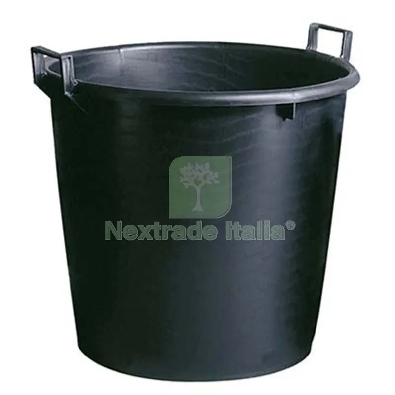 3PZ Cassa Porta Macerie Fondo Tondo PE Nero CM 55 H.CM 41 Litri 65 CM 55x41 LT 65 — Martelli e mazze — rif. FERX.VIR3115003
