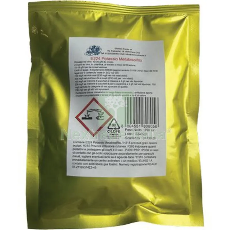 10PZ METABISOLFITO POTASSICO ENOLOGICO E224 GR 250 — Hobby ed enologia — rif. FERX.VIR3199857