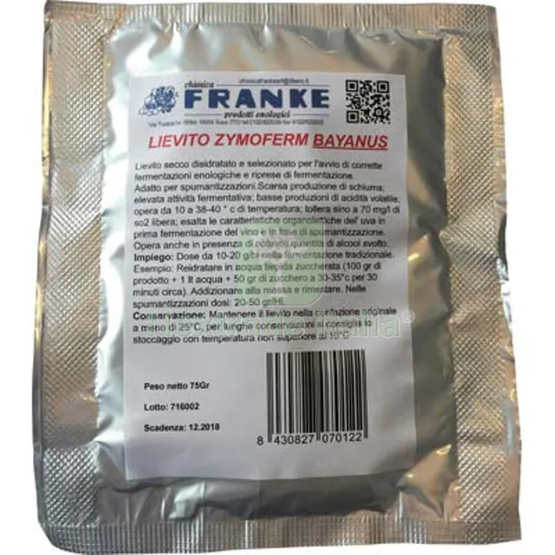 5PZ Lievito Enologico Zymoferm Bayanus Franke GR 75 — Hobby ed enologia — rif. FERX.VIR3199878 5PZ Lievito Enologico Zymoferm Bayanus Franke GR 75 — Hobby ed enologia — rif. FERX.VIR3199878