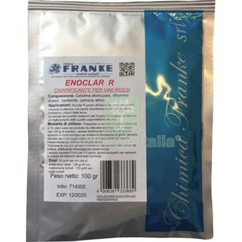 5PZ CHIARIFICANTE ENOLOGICO ENOCLAR R FRANKE VINO ROSSO GR 100 — Hobby ed enologia — rif. FERX.VIR3199880 5PZ CHIARIFICANTE ENOLOGICO ENOCLAR R FRANKE VINO ROSSO GR 100 — Hobby ed enologia — rif. FERX.VIR3199880
