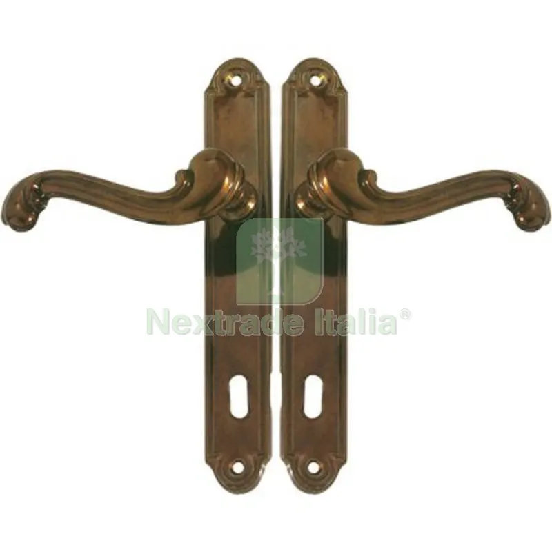 Maniglia Barocco Placca Foro Patent Ottone Bronzata Q8 I.MM 70 CF=PZ 2 — Maniglie e pomelli — rif. FERX.VIR3300098