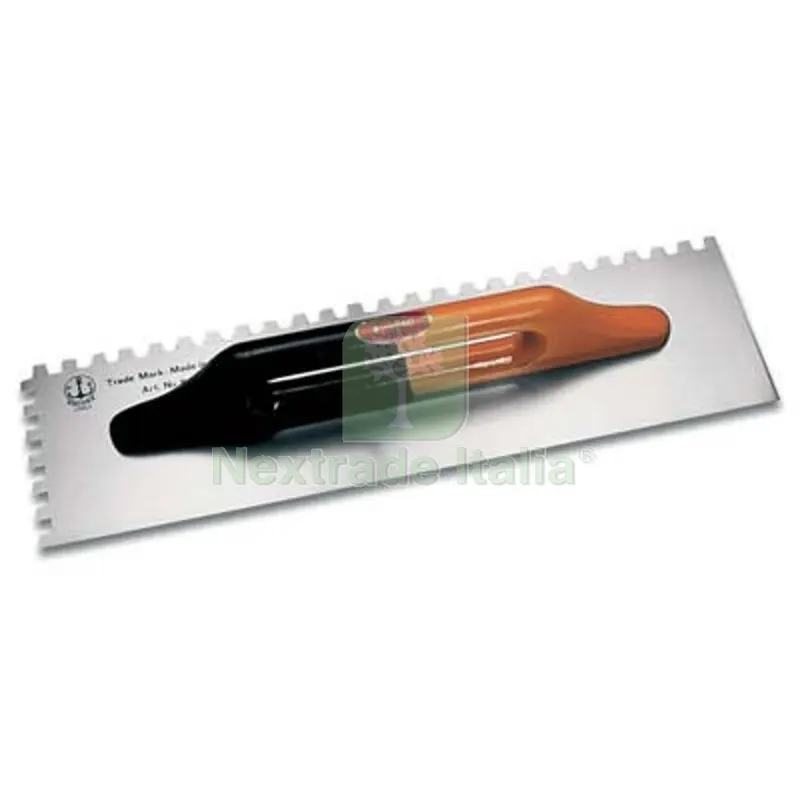 Frattazzo Acciaio Dentato Tedesco 814/D Ancora Base Legno DX D.MM 10X10 MM 140X480 MM 480x140 — Utensili muratura — rif. FERX.VIR4143550