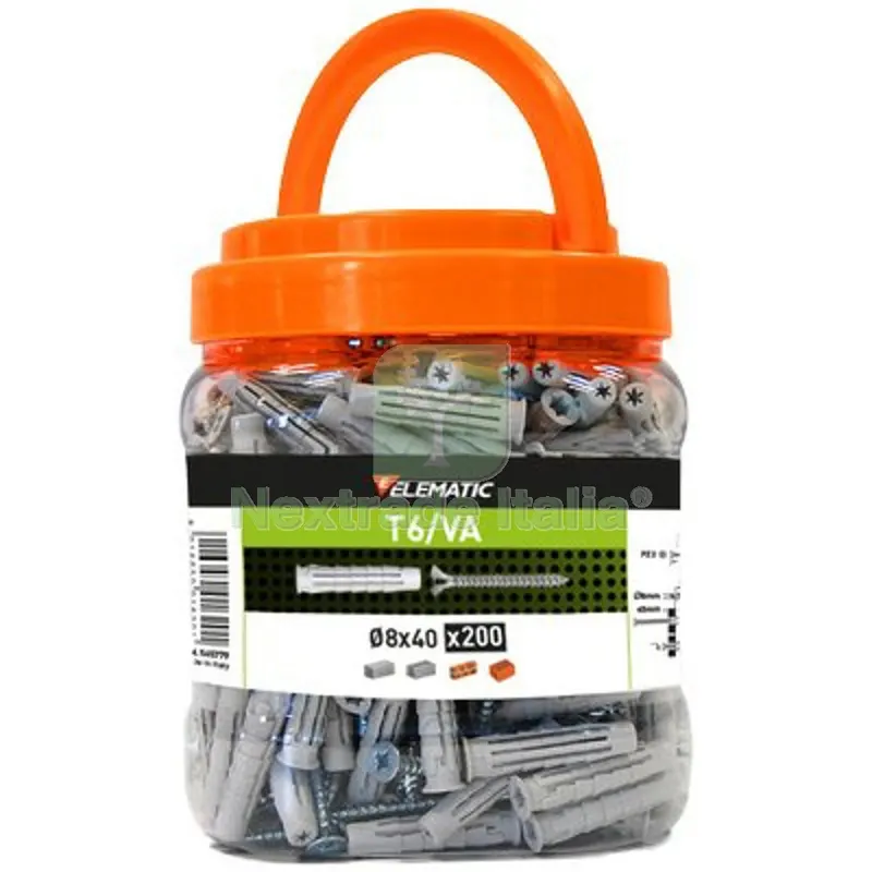TASSELLO NYLON T6/VA VITE TSP PROMOPACK ELEMATIC MM 8X40 CF=PZ 200 — Tasselli e ancoraggi — rif. FERX.VIR4272929