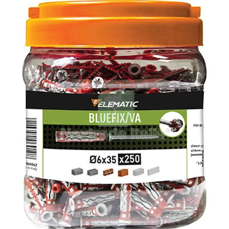 TASSELLO NYLON BLUEFIX/VA 6 TSP PROMOPACK ELEMATIC CF=PZ 250 MM 6x35 — Tasselli e ancoraggi — rif. FERX.VIR4273030 TASSELLO NYLON BLUEFIX/VA 6 TSP PROMOPACK ELEMATIC CF=PZ 250 MM 6x35 — Tasselli e ancoraggi — rif. FERX.VIR4273030