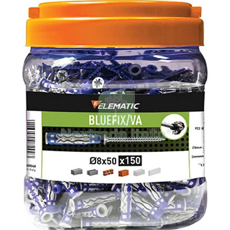 TASSELLO NYLON BLUEFIX/VA 8 TSP PROMOPACK ELEMATIC CF=PZ 150 MM 8x50 — Tasselli e ancoraggi — rif. FERX.VIR4273031