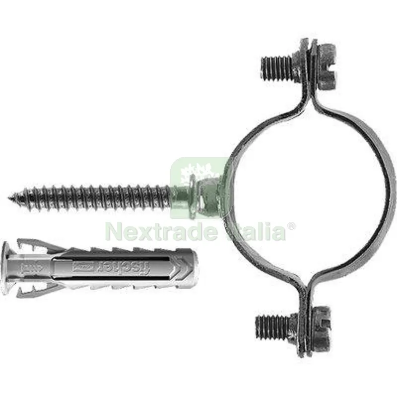 COLLARE TUBO CZV FISCHER ACCIAIO ZINC MM 16 VITE+TASSELLO SX6 PLUS CF=PZ 10 — Tasselli e ancoraggi — rif. FERX.VIR4351346