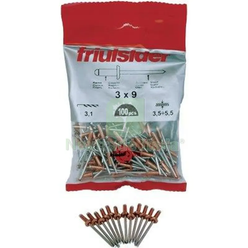5CF RIVETTO A STRAPPO RAME FRIULSIDER MM 3,4X11 CF=PZ 100 — Punte, frese e dischi — rif. FERX.VIR4363111 5CF RIVETTO A STRAPPO RAME FRIULSIDER MM 3,4X11 CF=PZ 100 — Punte, frese e dischi — rif. FERX.VIR4363111