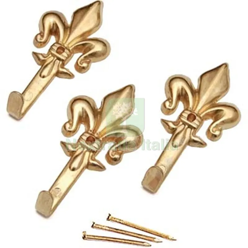 12CF Gancio Quadro Giglio Pronty Ferro Oro MM 47 CF=PZ 3 Fin Ottonata — Ferramenta porte e finestre — rif. FERX.VIR4384262