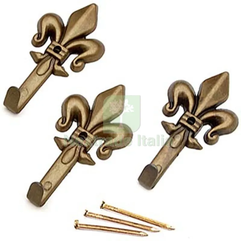 12CF GANCIO QUADRO GIGLIO PRONTY FERRO BRONZO MM 47 CF=PZ 3 Fin Bronzata — Ferramenta porte e finestre — rif. FERX.VIR4384265
