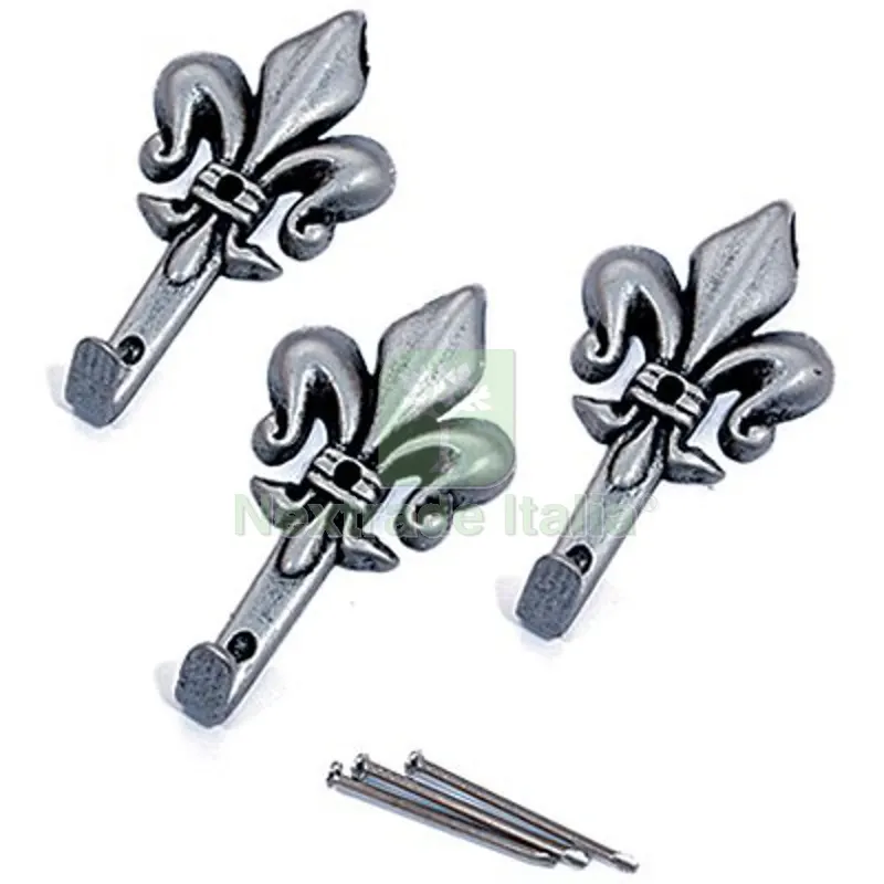 12CF GANCIO QUADRO GIGLIO PRONTY FERRO ARGENTO MM 47 CF=PZ 3 Fin Cromata — Ferramenta porte e finestre — rif. FERX.VIR4384268