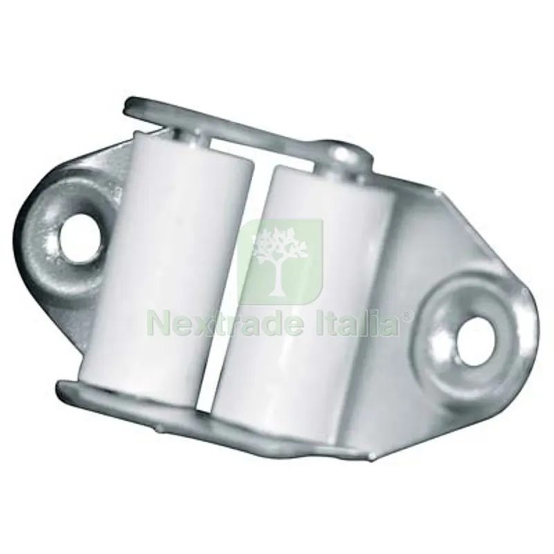 100PZ GUIDACINGHIA A RULLI FORI VERTICALI ZINCATO RULLI NYLON H.MM 45 — Ferramenta per legno e mobili — rif. FERX.VIR4386050