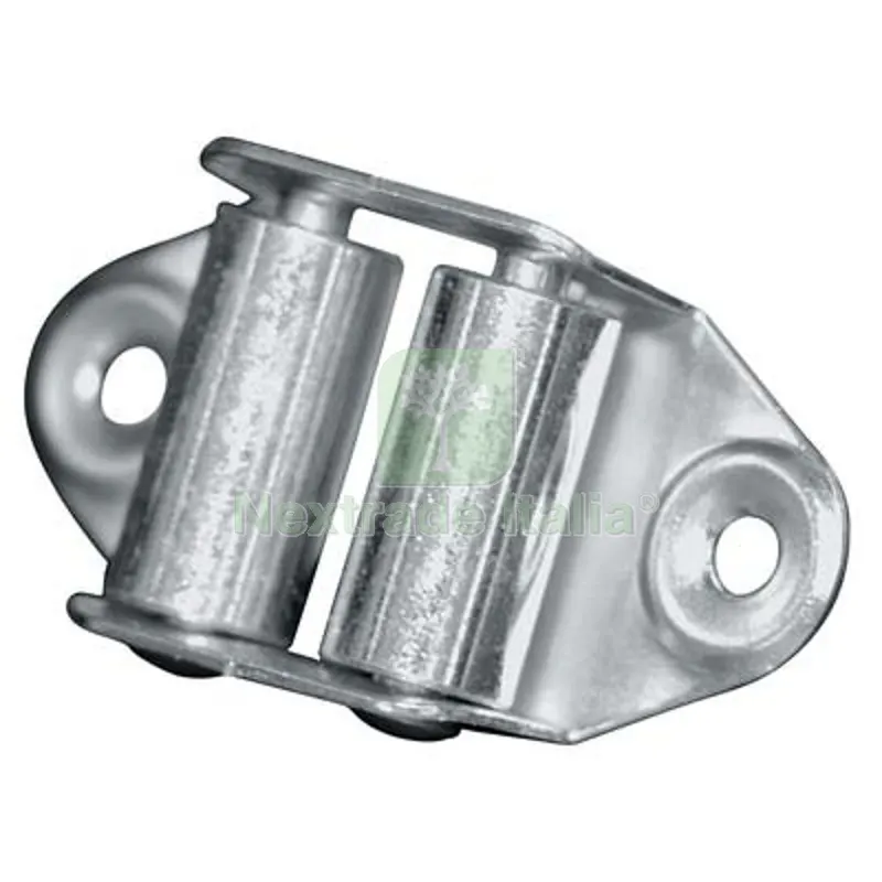 100PZ GUIDACINGHIA A RULLI FORI VERTICALI ZINCATO RULLI ACCIAIO H.MM 45 — Ferramenta per legno e mobili — rif. FERX.VIR4386052