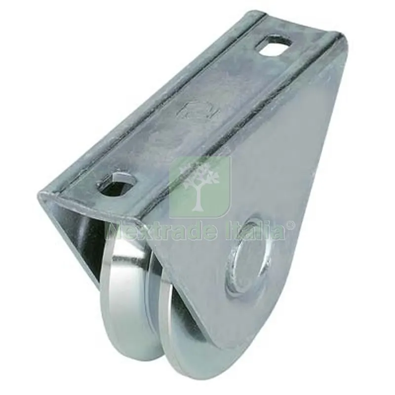 Ruota Cancello a Saldare Gola V 412 Combi Zincata Supporto a Cavallotto MM 60 KG 100 — Funi, golfari e accessori sollevamento — rif. FERX.VIR4392246